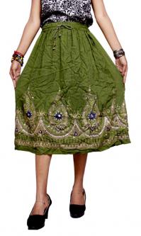 Indian Handwork Boho Hippie Green Gypsy Sequin Embroidered Work