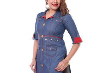 Heerva Women's Denim Cotton Kurti