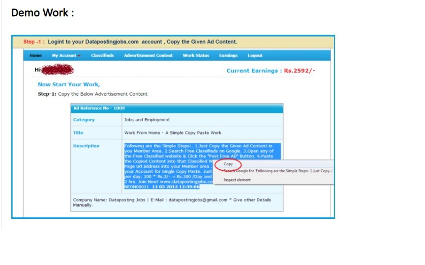 Simple Copy paste jobs from home