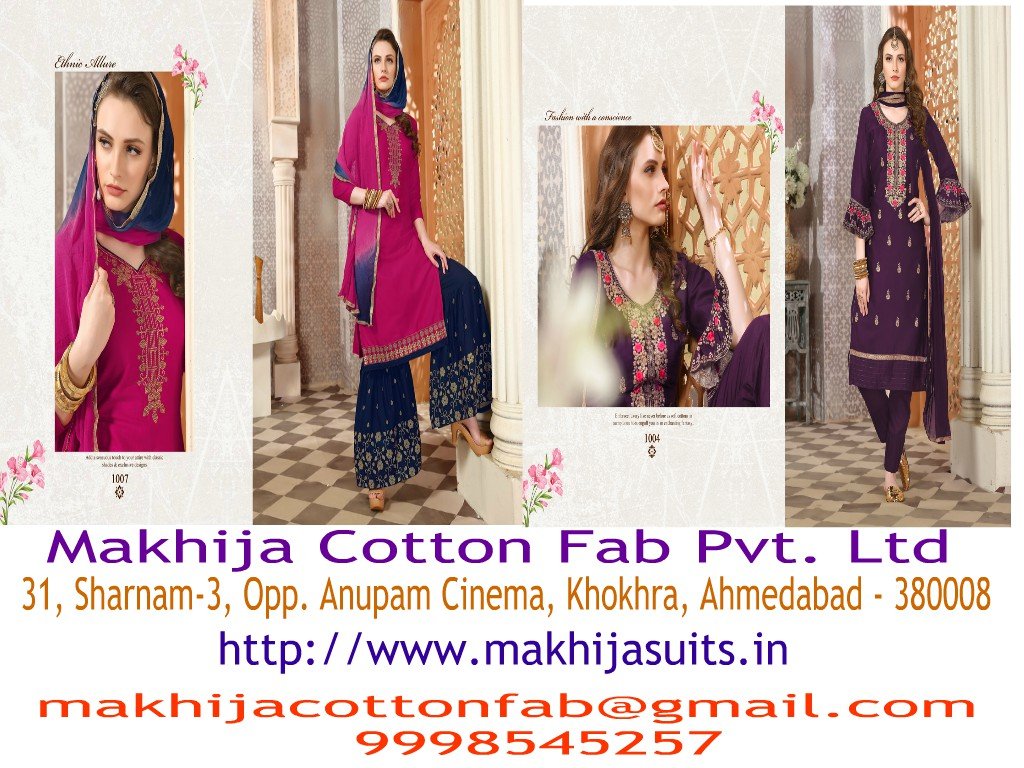 Fashionable Designer Suits and Dress Material Manufacturer in Ahmedabad | Makhija Suits