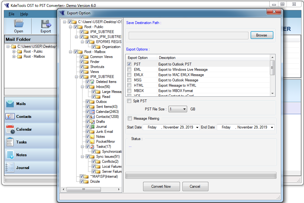 KDETools OST to PST Converter