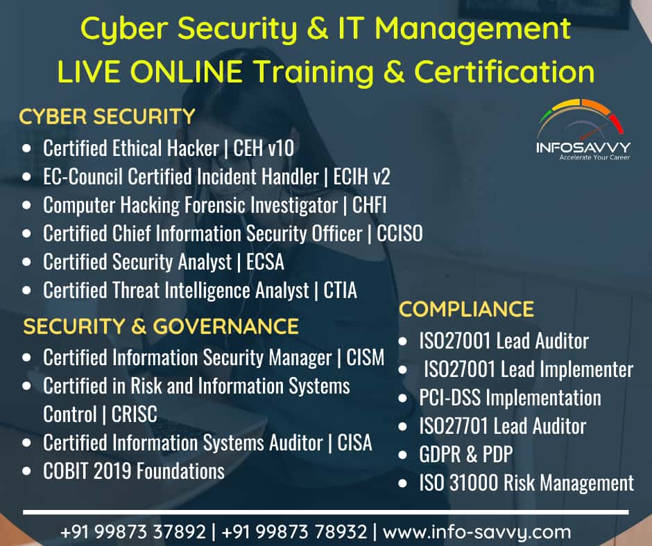 IT Management & Cyber security Live online Training & Certification | info-savvy.com