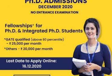 PhD Admissions Open for December 2020