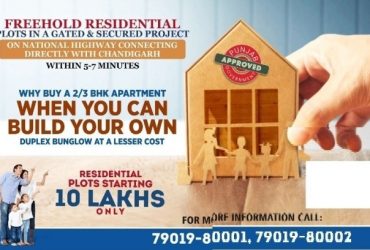 Freehold residential plots with immediate Possession near Chandigarh, Starting from 10 lakhs.