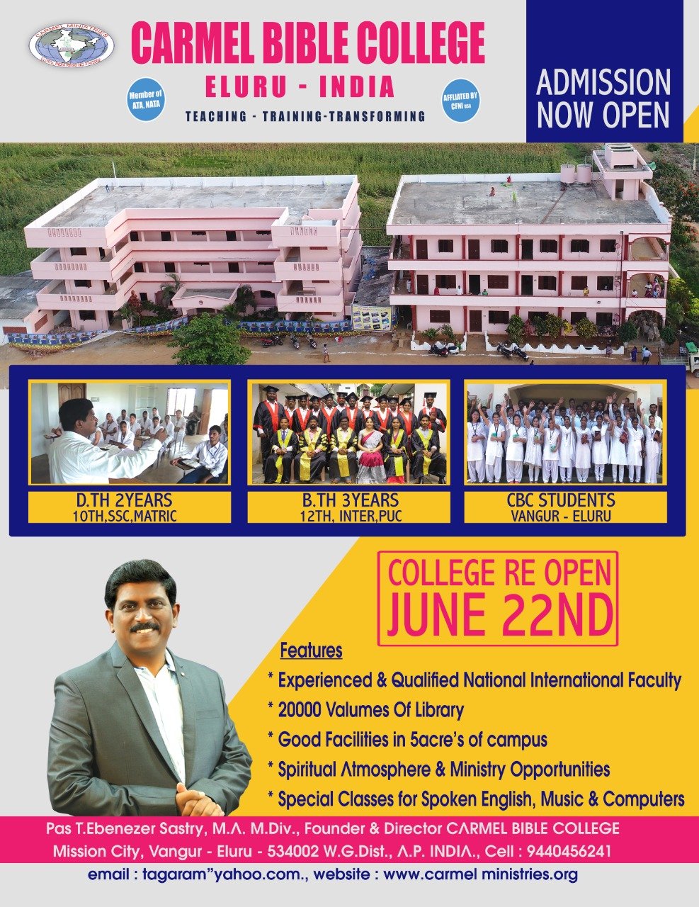 Admissions open for Carmel bible college 2022