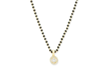 Gold Plated Premium Quality Mangal Sutra With White Zircon Stones