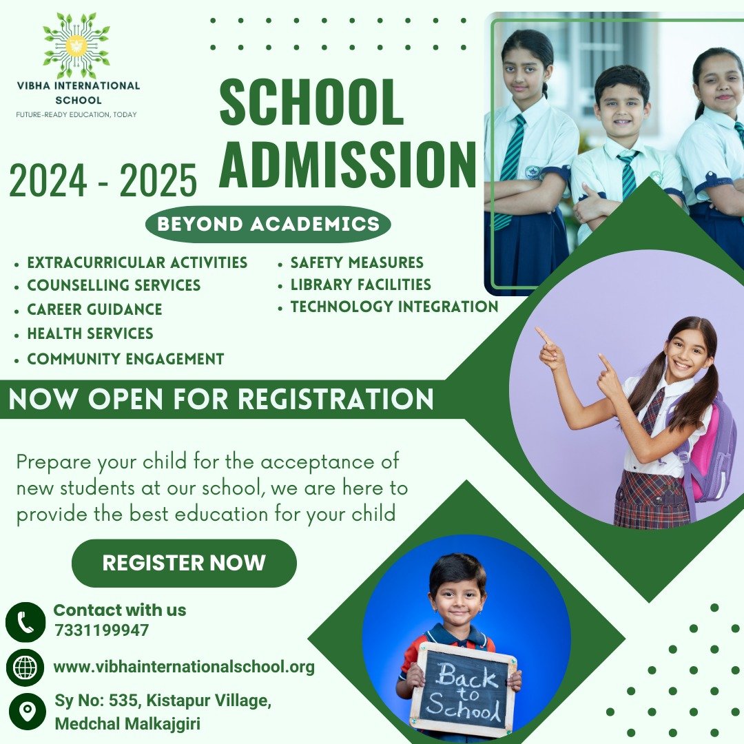 Vibha International School Admissions Open for Academic Year 2024, Medchal, Hyderabad.