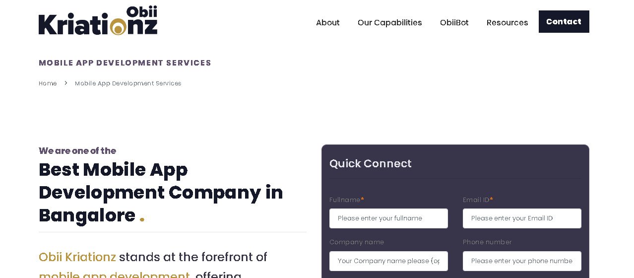 Mobile App Development Company in Bangalore: Obii Kriationz