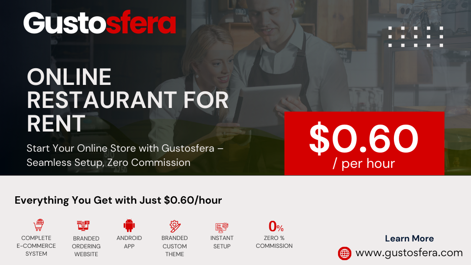 Online Restaurant for Rent – Just $0.60/Hour with Gustosfera