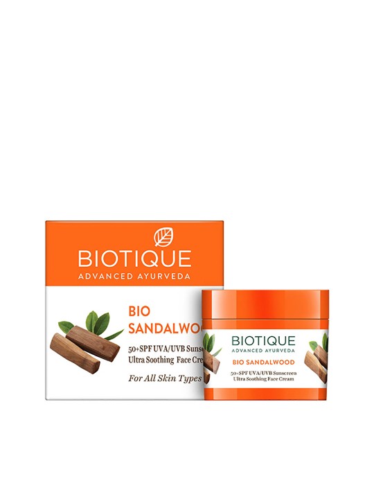 Biotique Bio Sandalwood Ultra Soothing UVA\u002FUVB Sunscreen 50+ SPF 50g